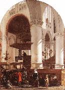 WITTE, Emanuel de Interior of the Oude Kerk at Delft during a Sermon Germany oil painting artist